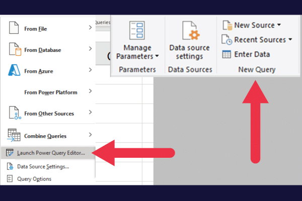 launch power query editor and start a new query