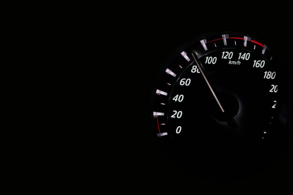 Speedometer depicting speed and performance