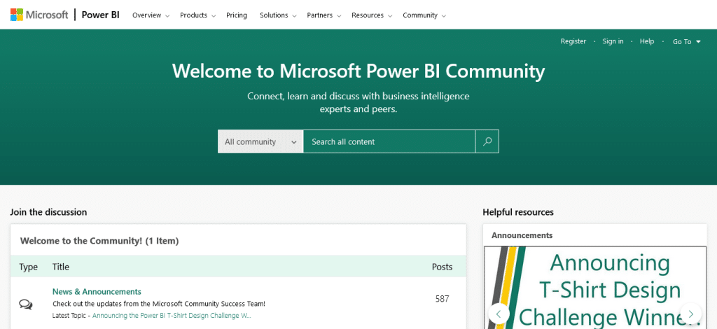 The Microsoft Power BI community is a place where you can troubleshoot issues with the software.