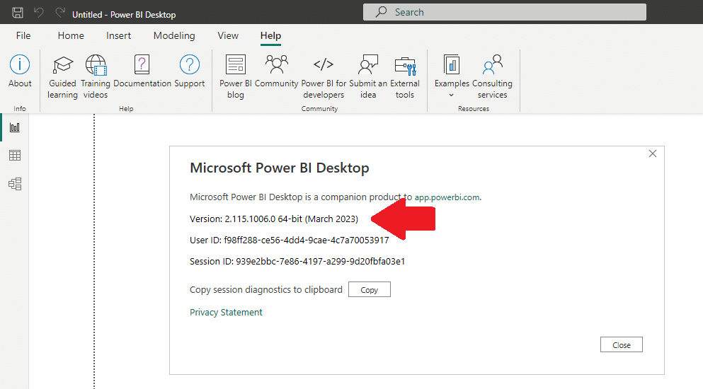 How to check what version of Power BI Desktop you're using inside the desktop app. 
