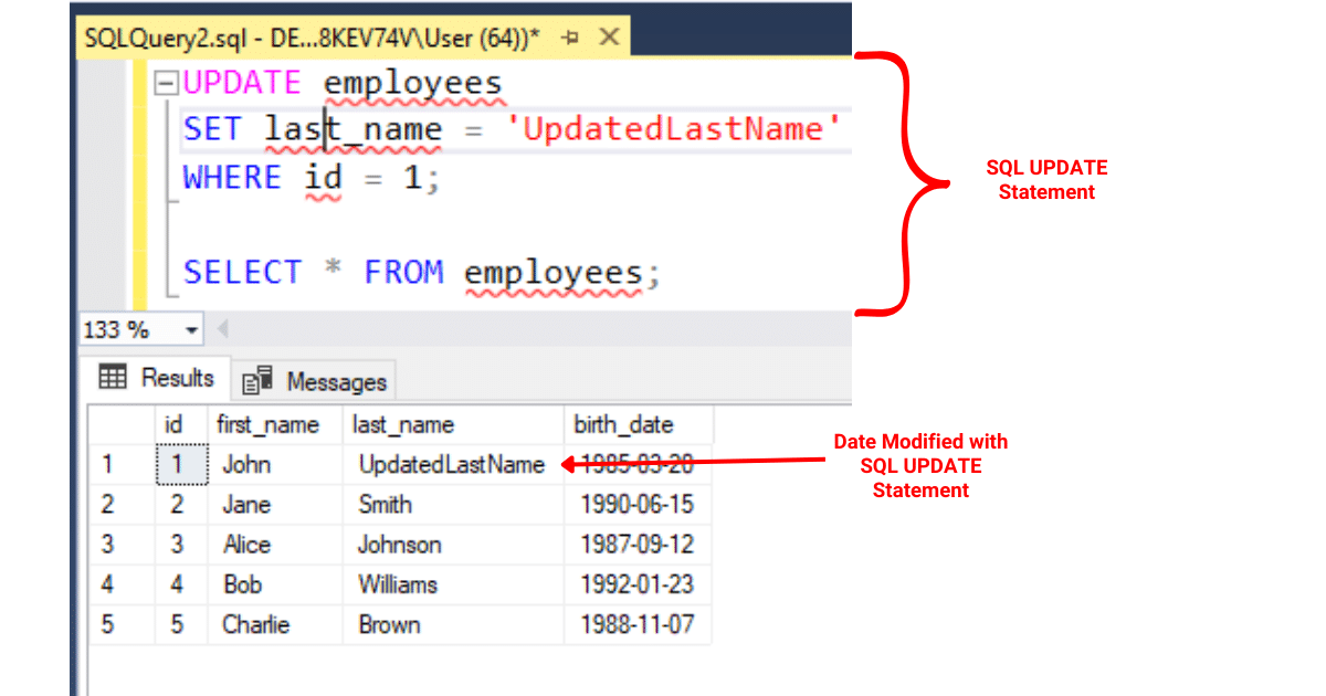 How to use the SQL update statement