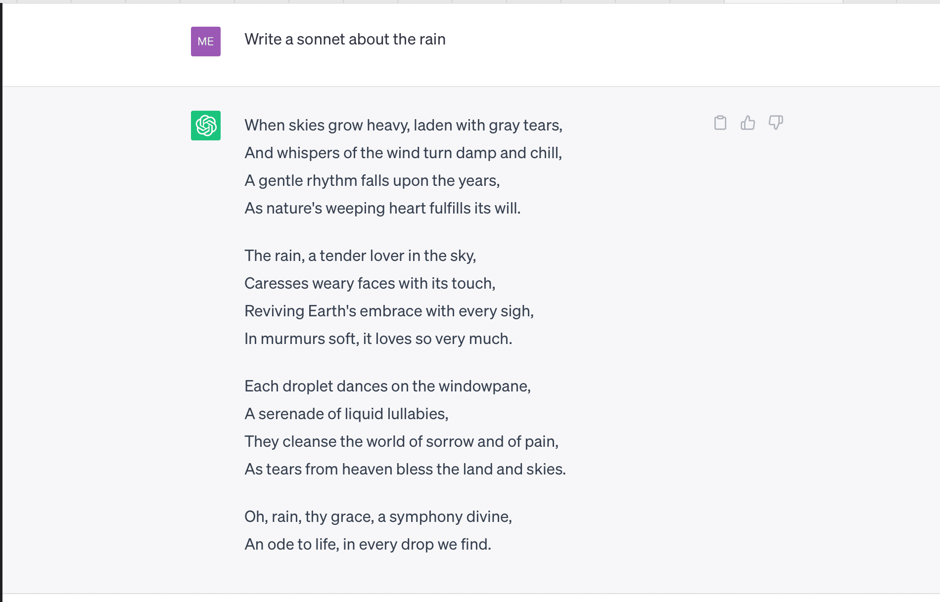 ChatGPT generated sonnet