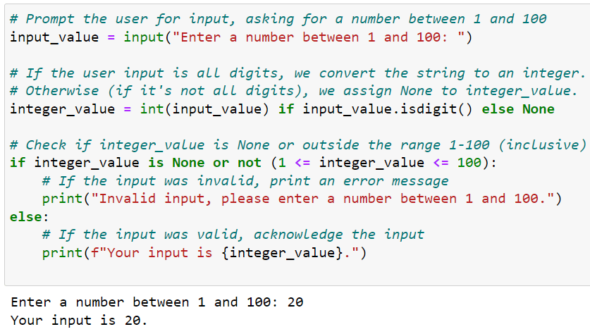 Using inline if for input validation