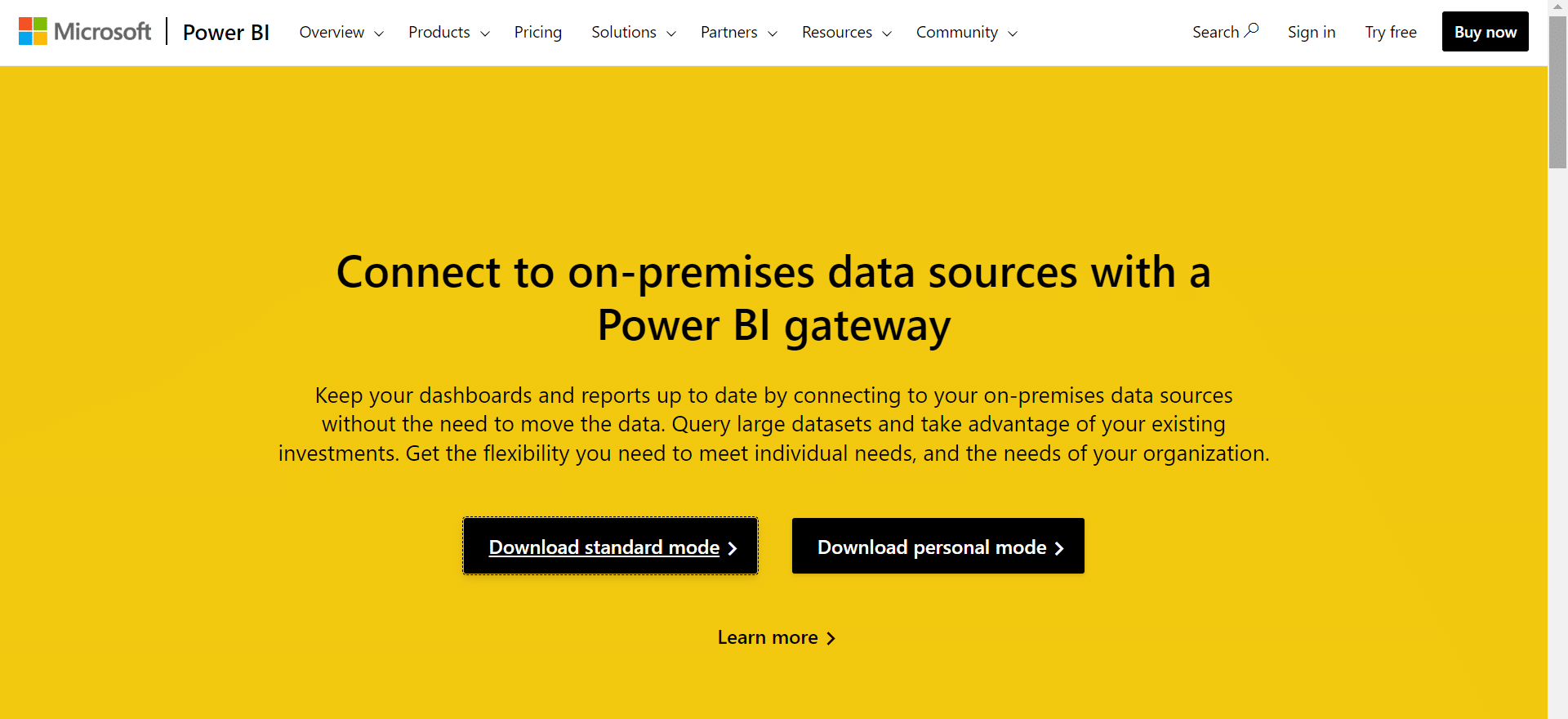 How to download the standard and the personal mode of the Power BI gateway