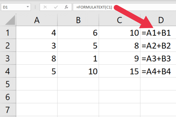 Formulatext function in adjacent cell to formula