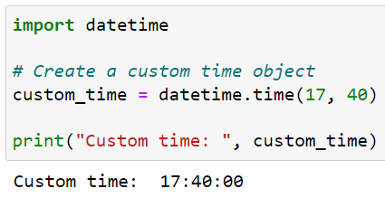 Creating a custom time object in python code
