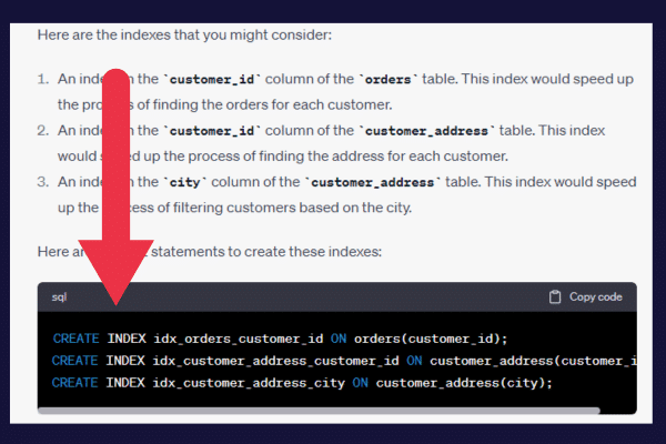 chatgpt generating three recommended indexes