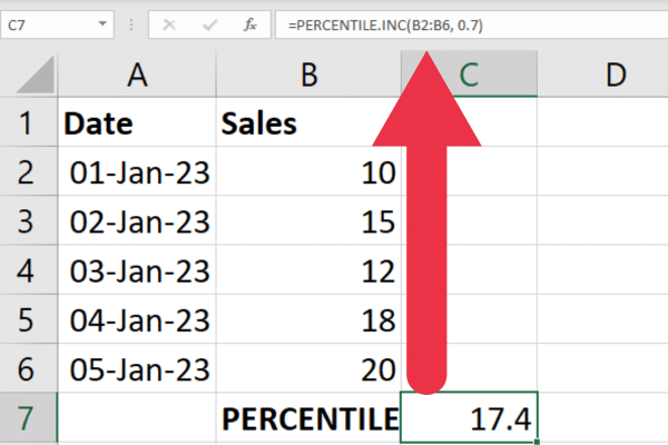 percentile function in excel spreadsheet