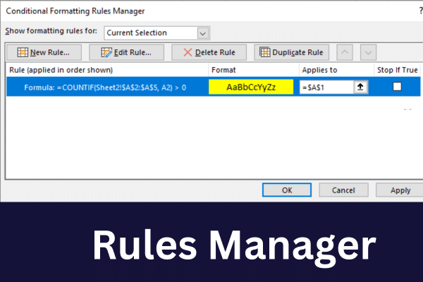 The conditional formating rules manager in Excel