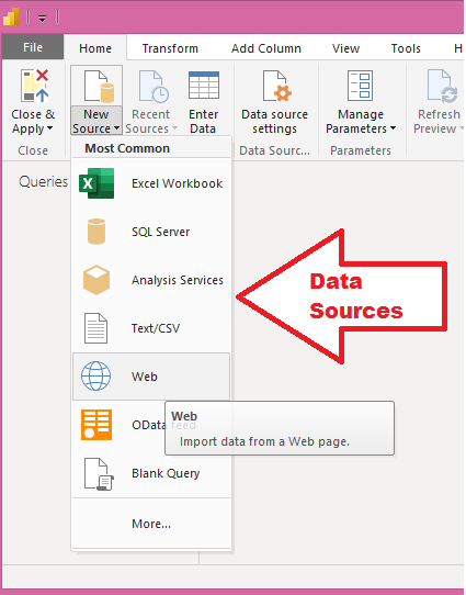 Data sources available in Power BI