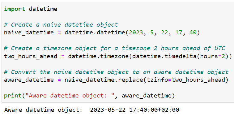 Converting a naive datetime object to an aware datetime