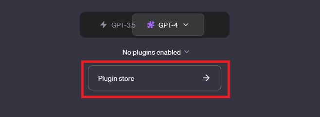Start a new chat and you should see an option to visit the plugin store