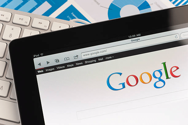 An iPad showing Google's logo