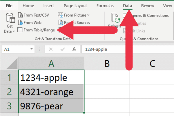 Choose get data from table/range under data tab in Excel
