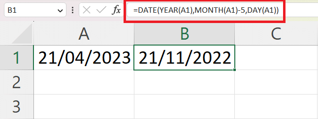 Using DATE() to subtract months