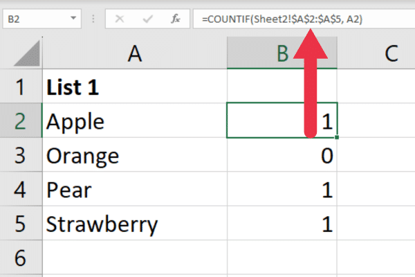 How to use excel countif across two worksheets
