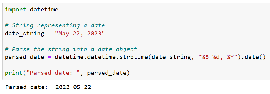 Parsing a string into a date object