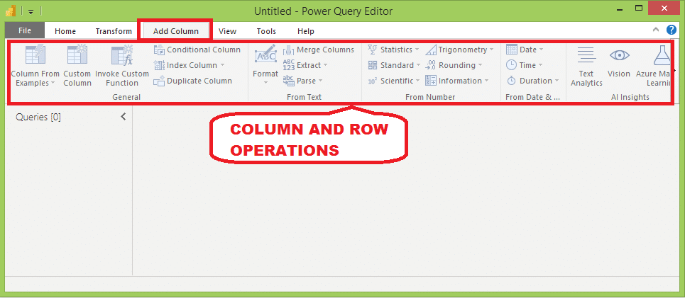 Column and row operations in Power Query