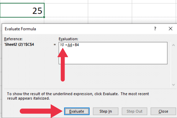 The evaluate formula tool in Excel