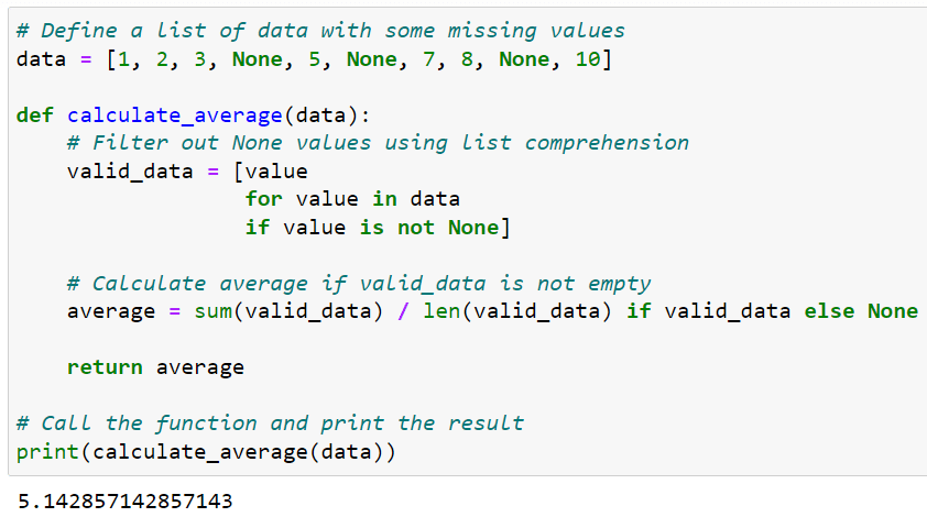 Handling Missing Values with None