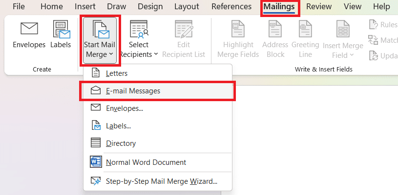 How to create a Mail Merge document in Word