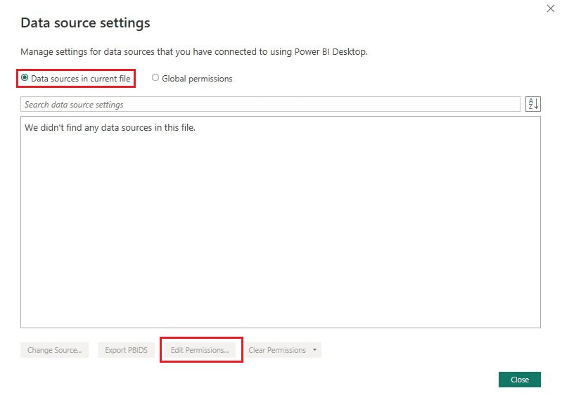 Data source settings in Power BI Desktop