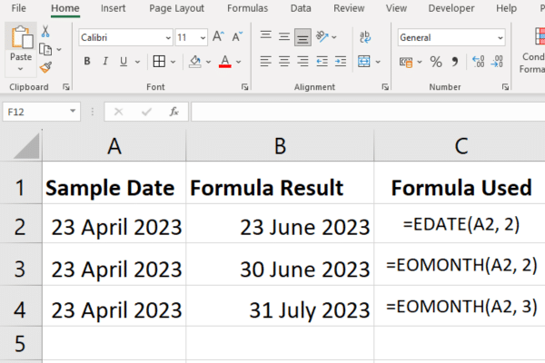 Edate and emonth functions in an excel spreadsheet