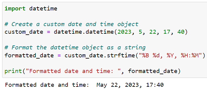 Formatting the datetime object as string
