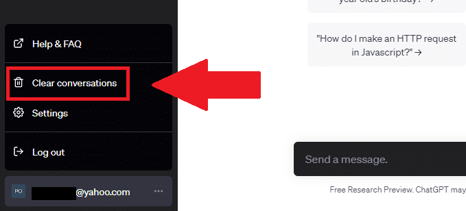 How to clear your conversations in chat gpt
