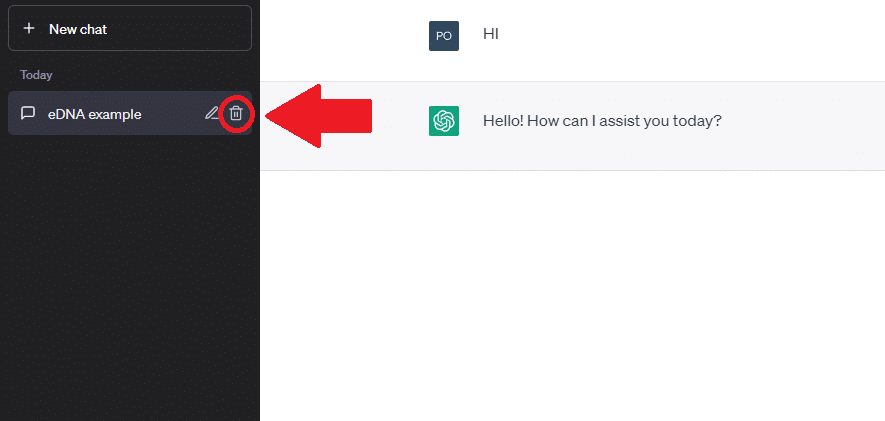 Choose the chat you want to delete and click on the bin icon to delete it. 