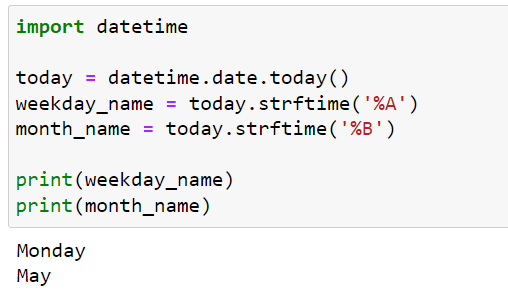 Retrieving weekday name and month name