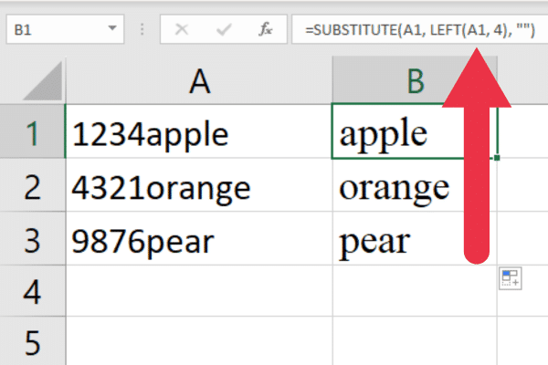 formula using left and substitute function