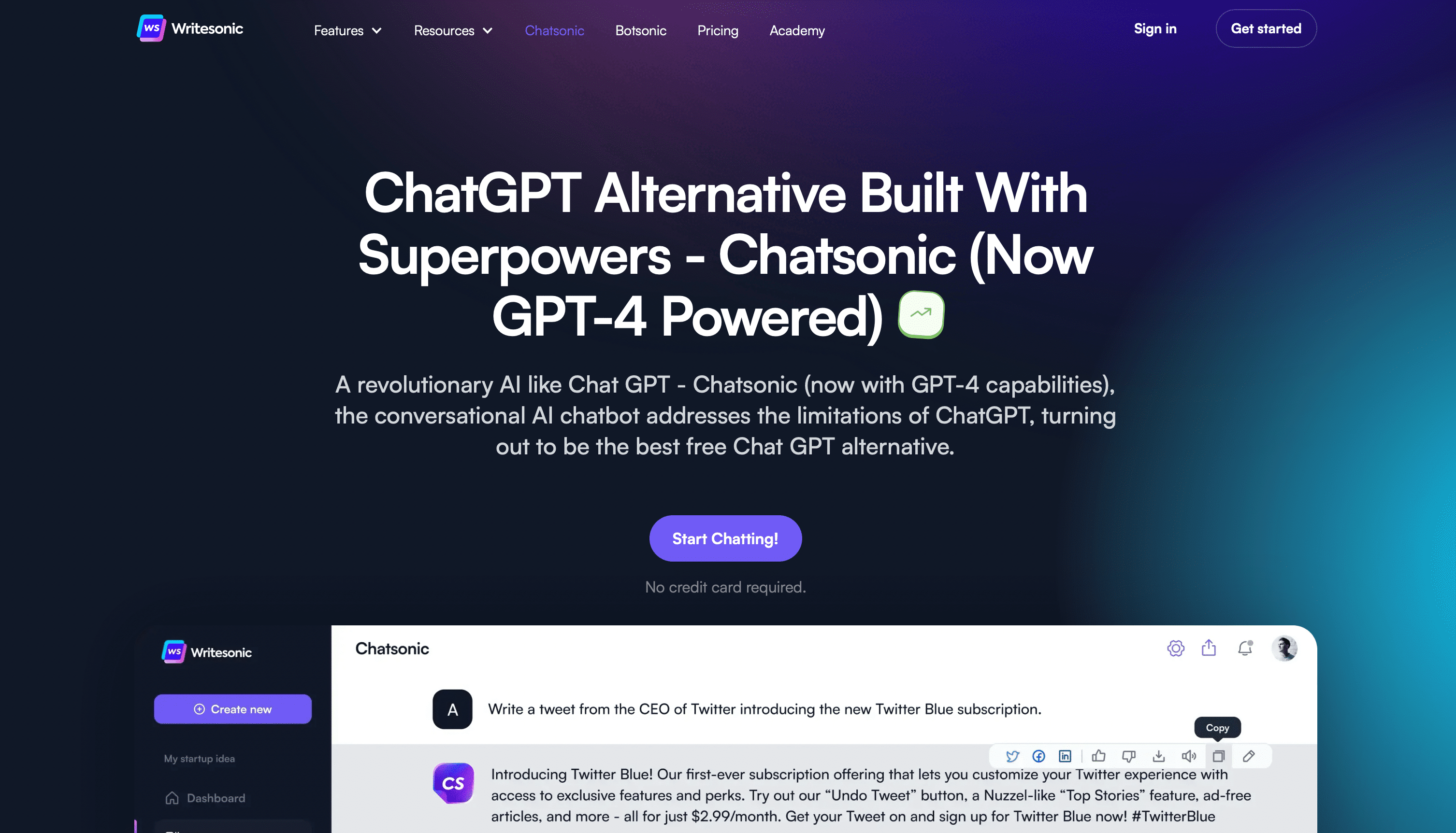 Chatsonic Homepage