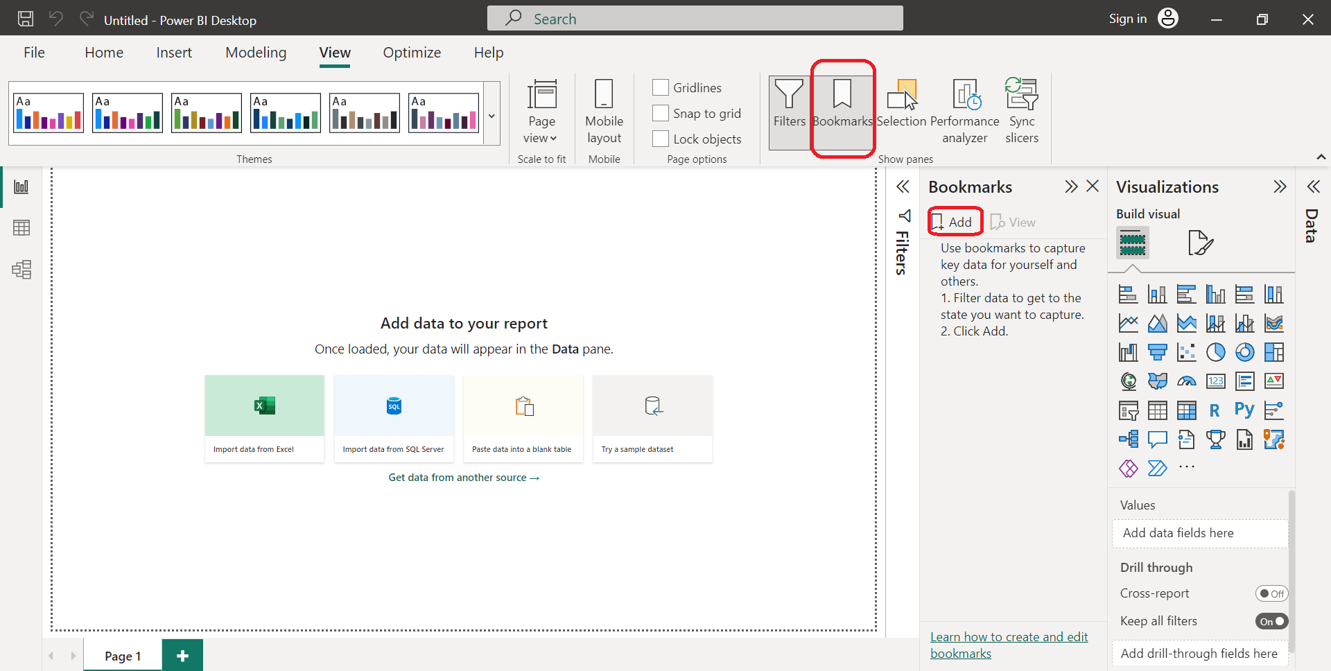 How to create bookmarks in Power BI