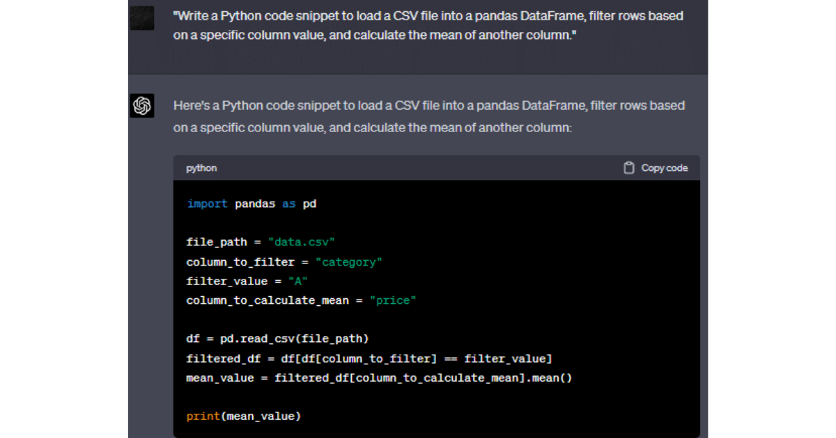 Asking ChatGPT to Write Python Script for Data Analysis