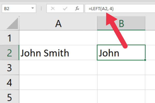 Excel left function with four characters