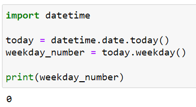 Retrieving weekdays from a date in python code on computer