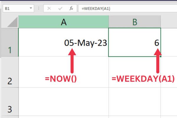 How to use now function in conjunction with the weekday function in excel