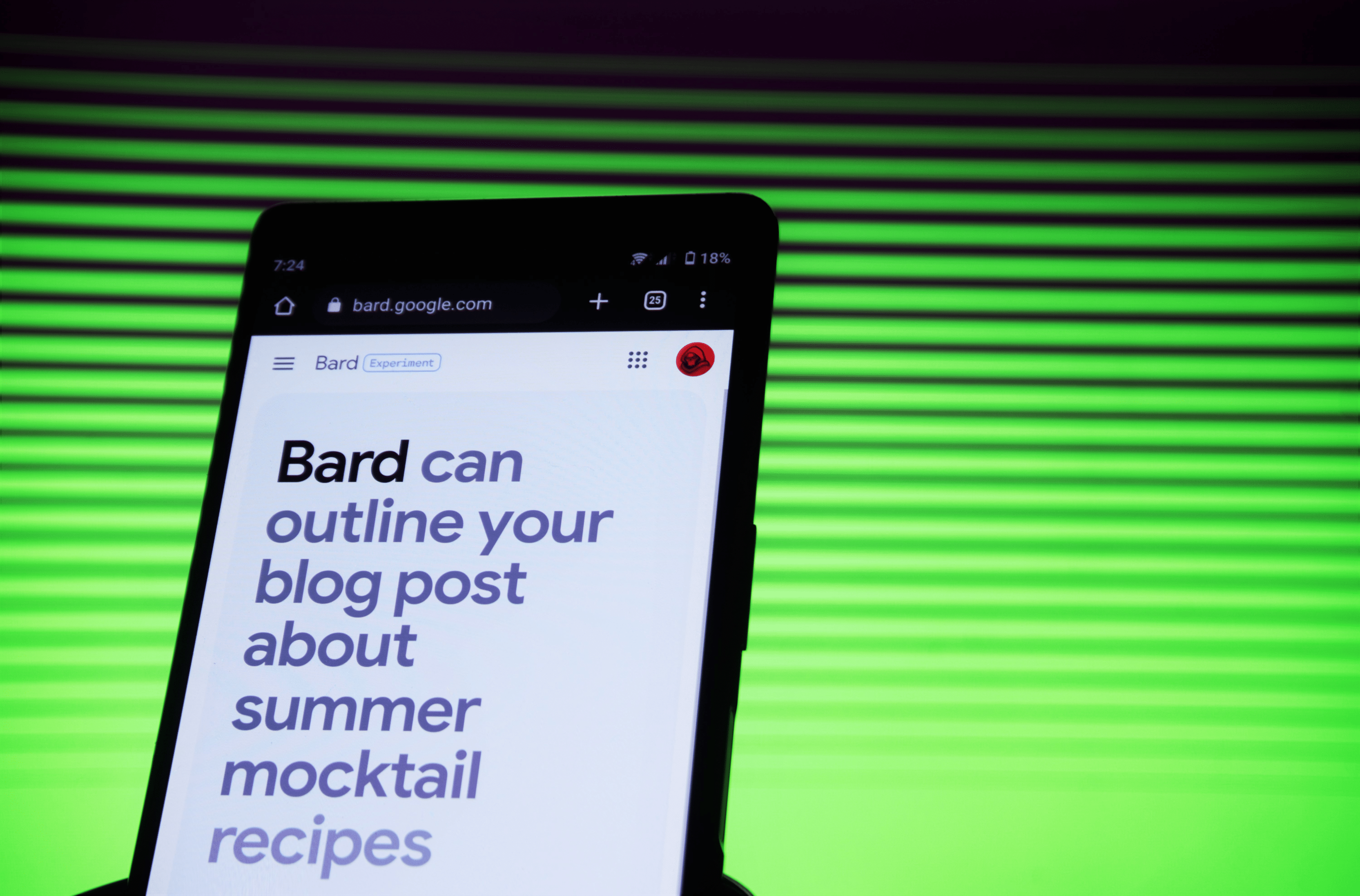 Interfaz móvil de Google Bard