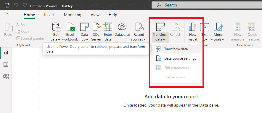 How to open the power query editor