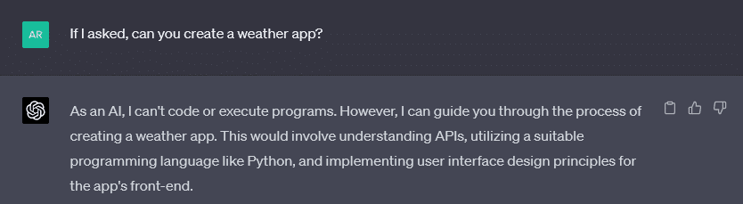 Some of the best Chat GPT prompts for programming and coding a weather app