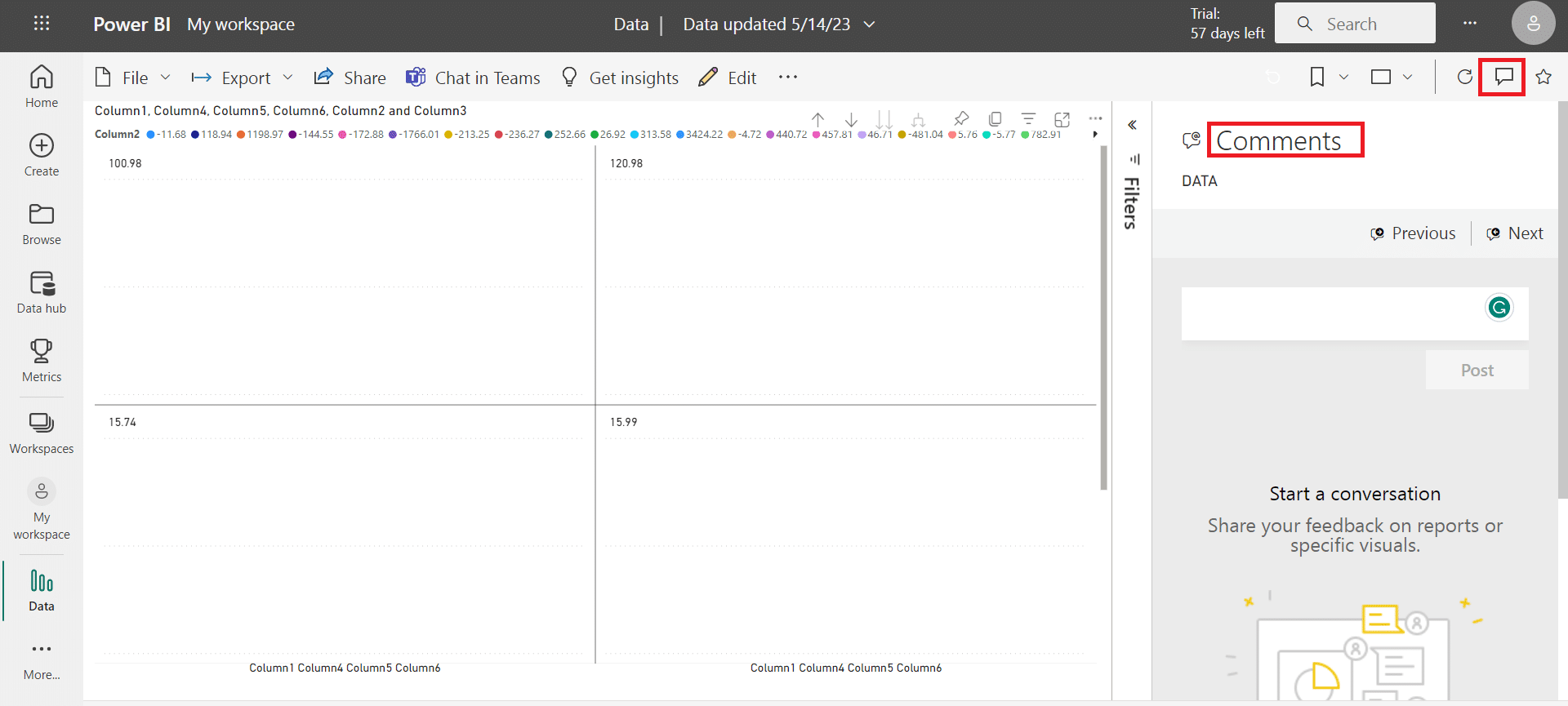 How to add comments to Power BI