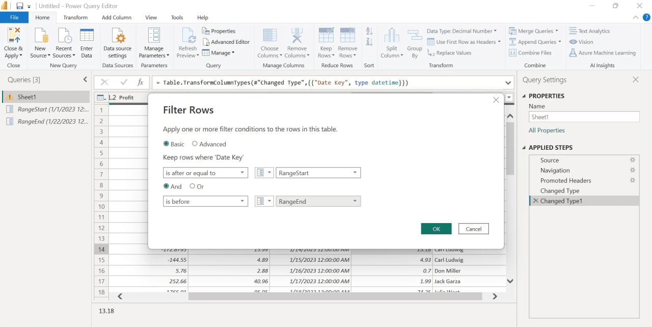 A report showing how to filter rows in Power BI Desktop