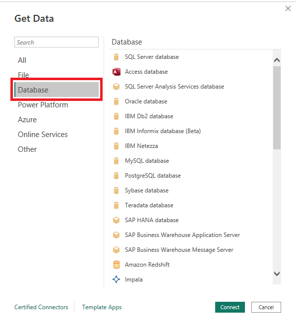 Connecting to database data sources in Power Query Editor
