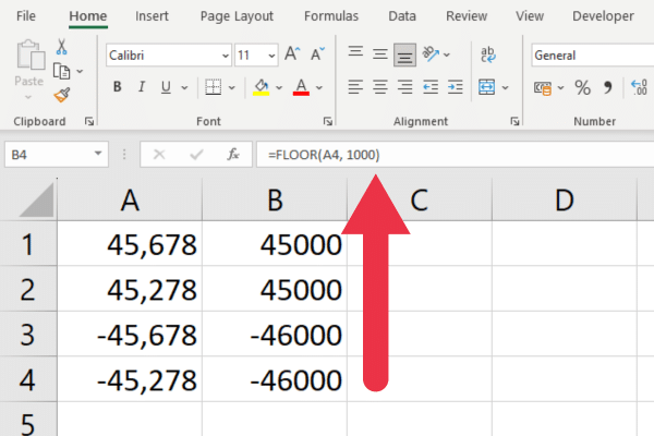 How to use the floor function in excel