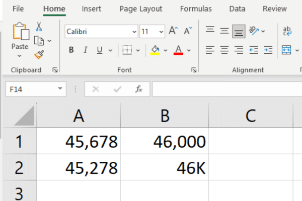 Custom format to show numbers in thousands