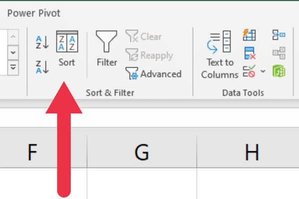 sort button on the data tab in excel