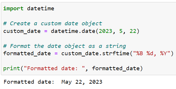 Formatting the date object as a string