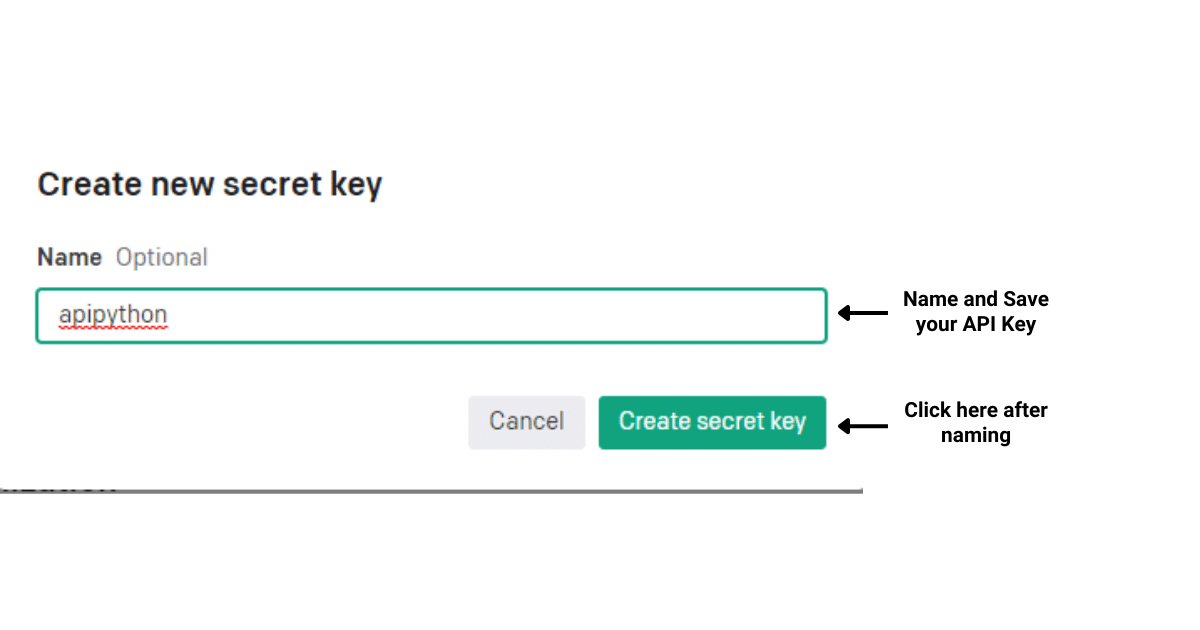 Name and save the API key for the ChatGPT API