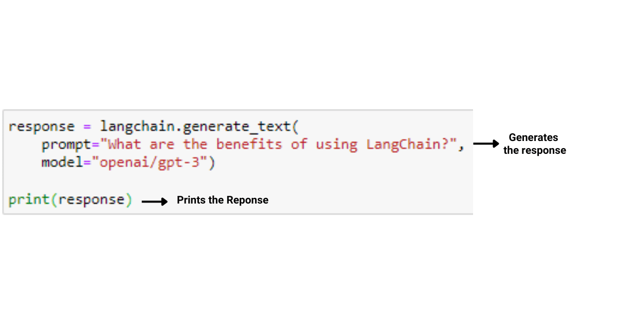 Response generation using LangChain through ChatGPT